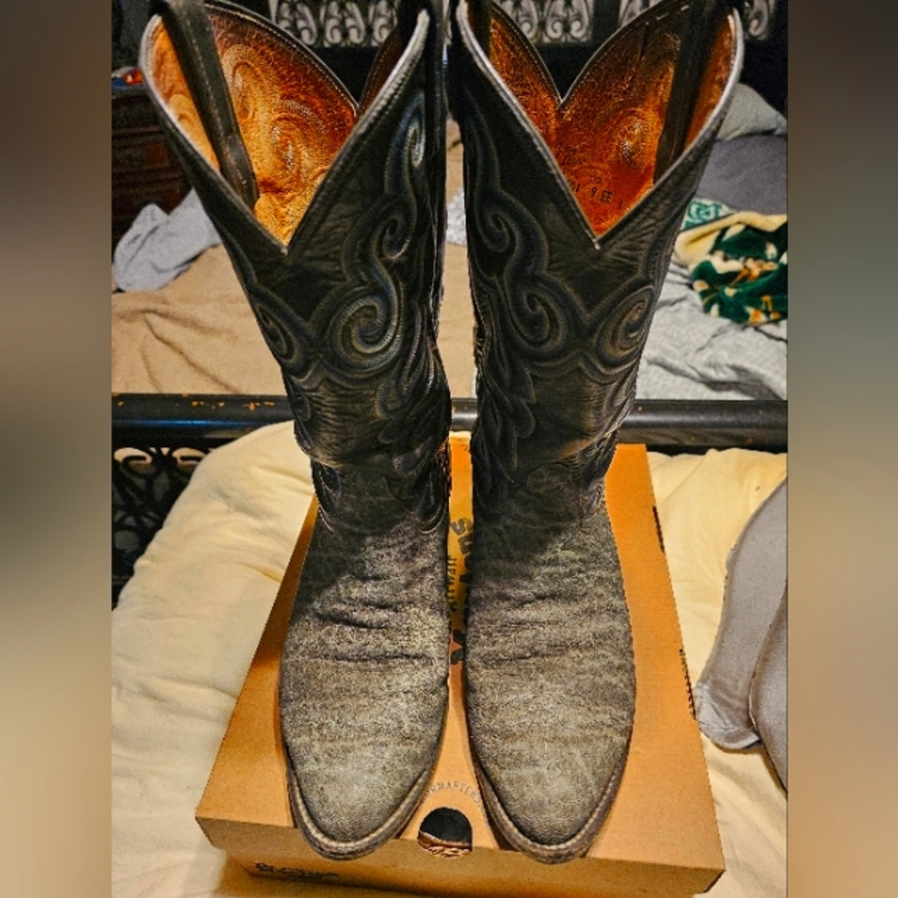 Tony Lama Vintage Elephant Skin Boots Men's 9EE